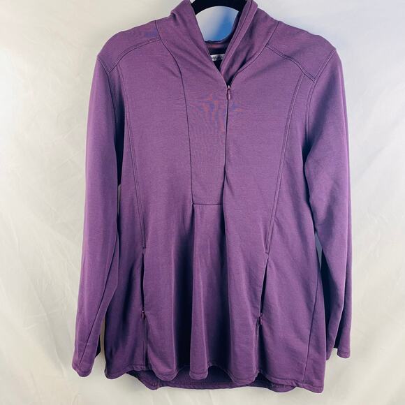 Soft Surroundings Purple Half Zip High Collar Pullover Size Large - Picture 1 of 8